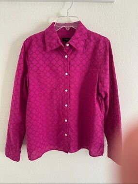 Talbots Fuchsia Eyelet Button-Front Shirt